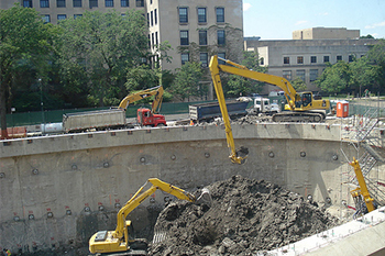 Excavation equipment on a work site